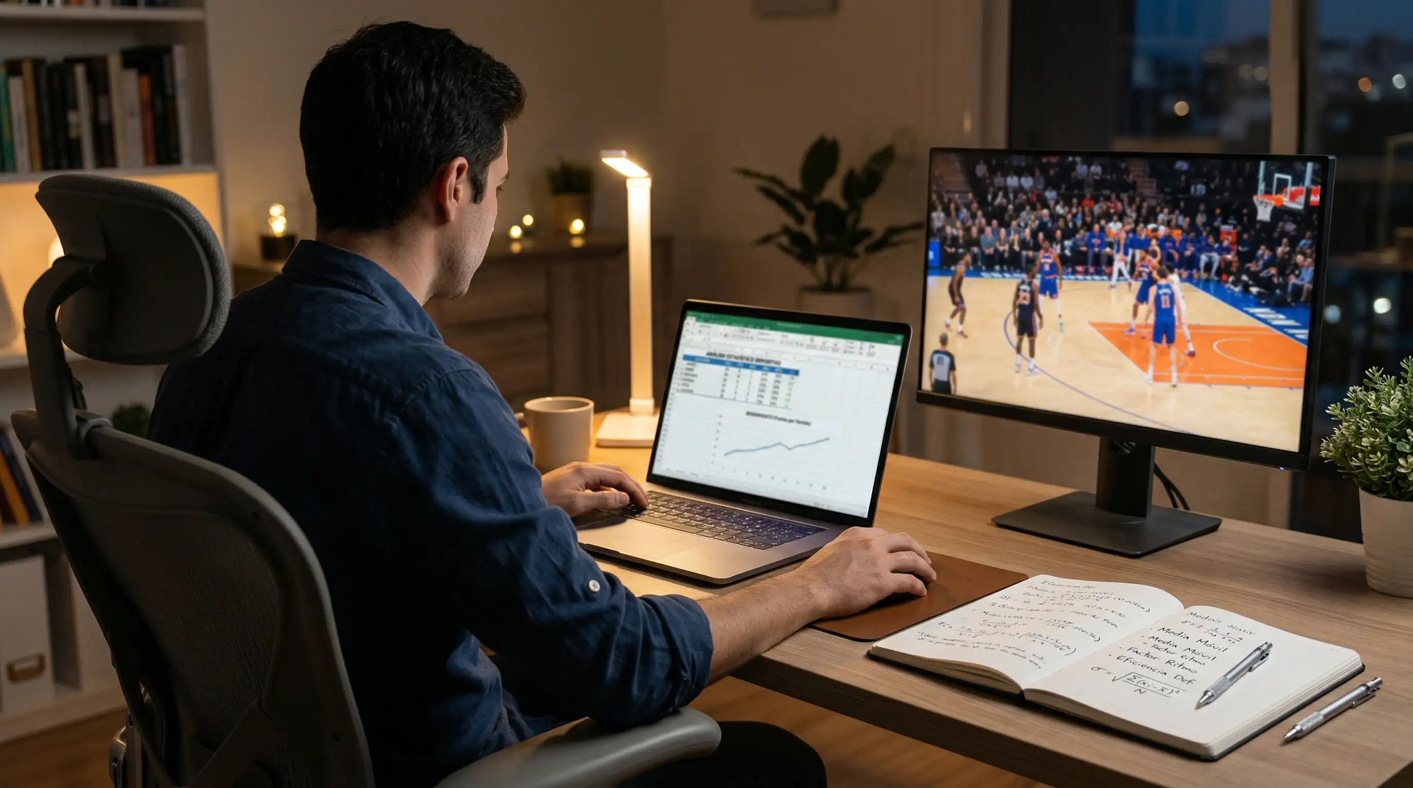 Analista revisando métricas avanzadas de la NBA para detectar cuotas con valor
